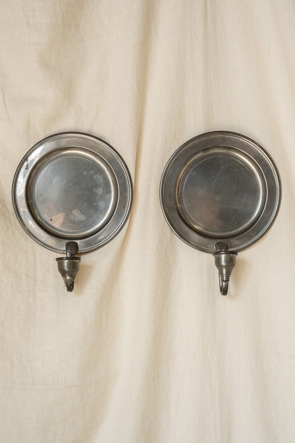 Pair of Pewter Woodbury Candle Wall Sconces - IDYLL MANOR