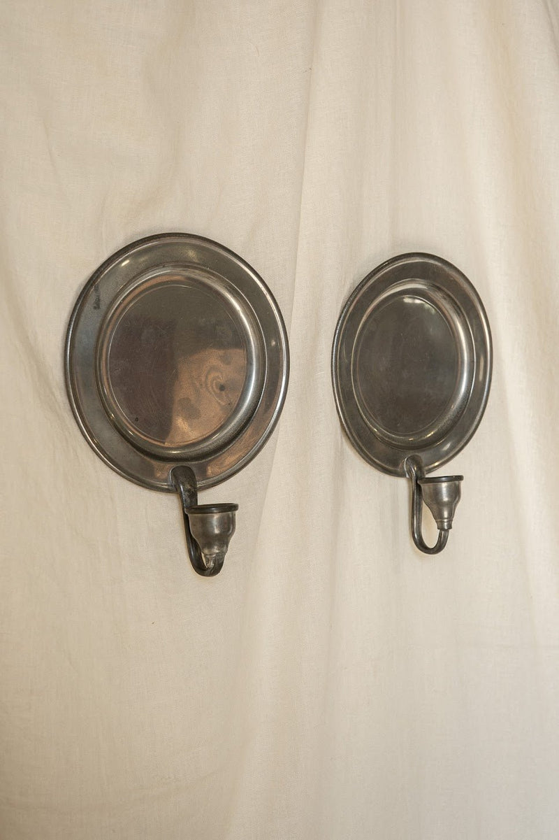 Pair of Pewter Woodbury Candle Wall Sconces - IDYLL MANOR