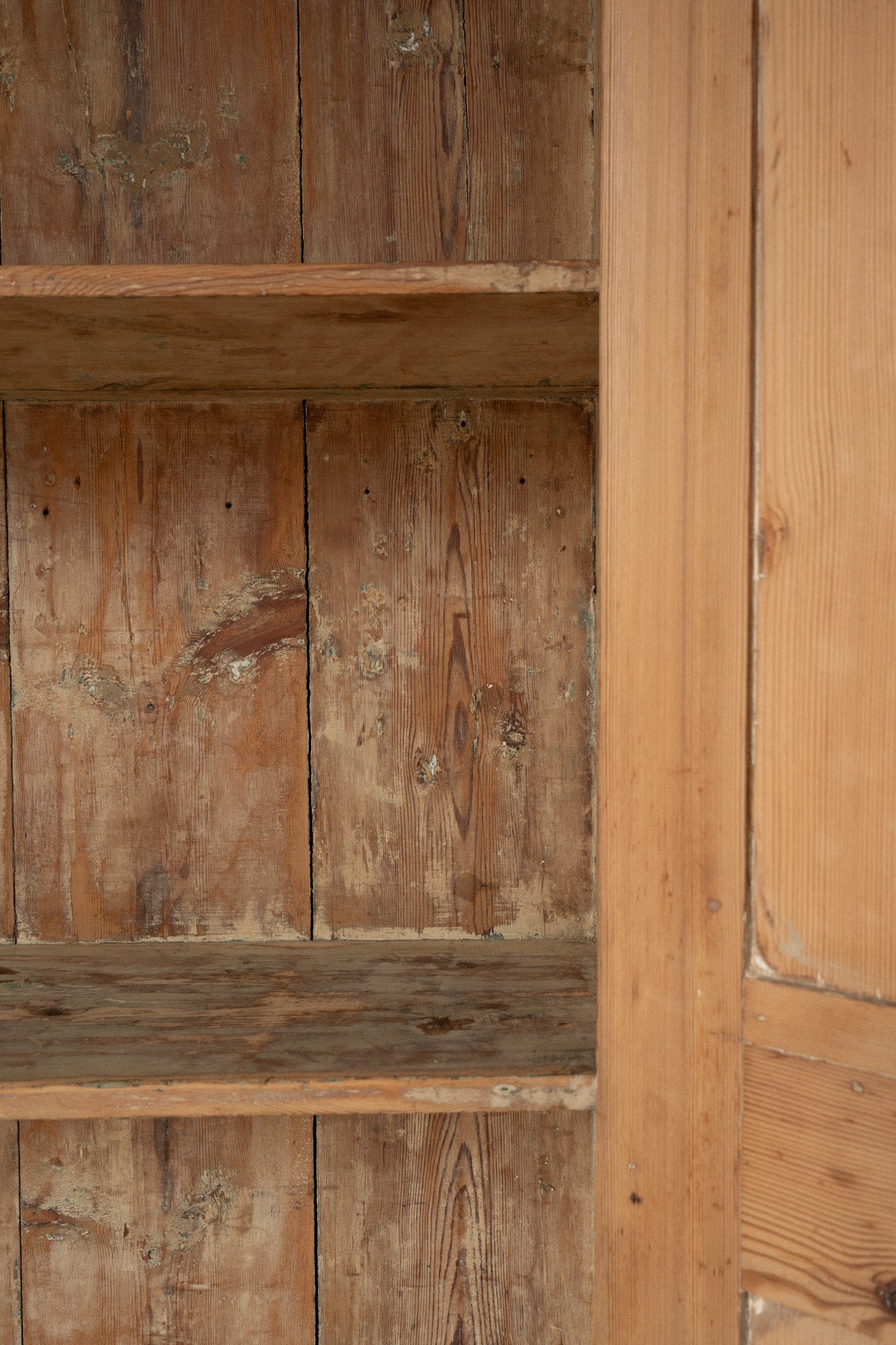 19th Century Victorian Pine Cupboard | Antique Light Pine Armoire Cabinet - IDYLL MANOR