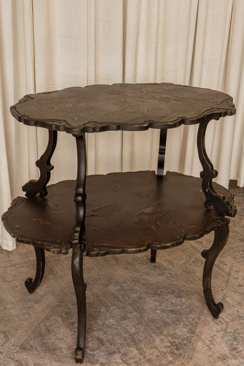 French Jappaned Chinoiserie Two Tier Tea Table - IDYLL MANOR
