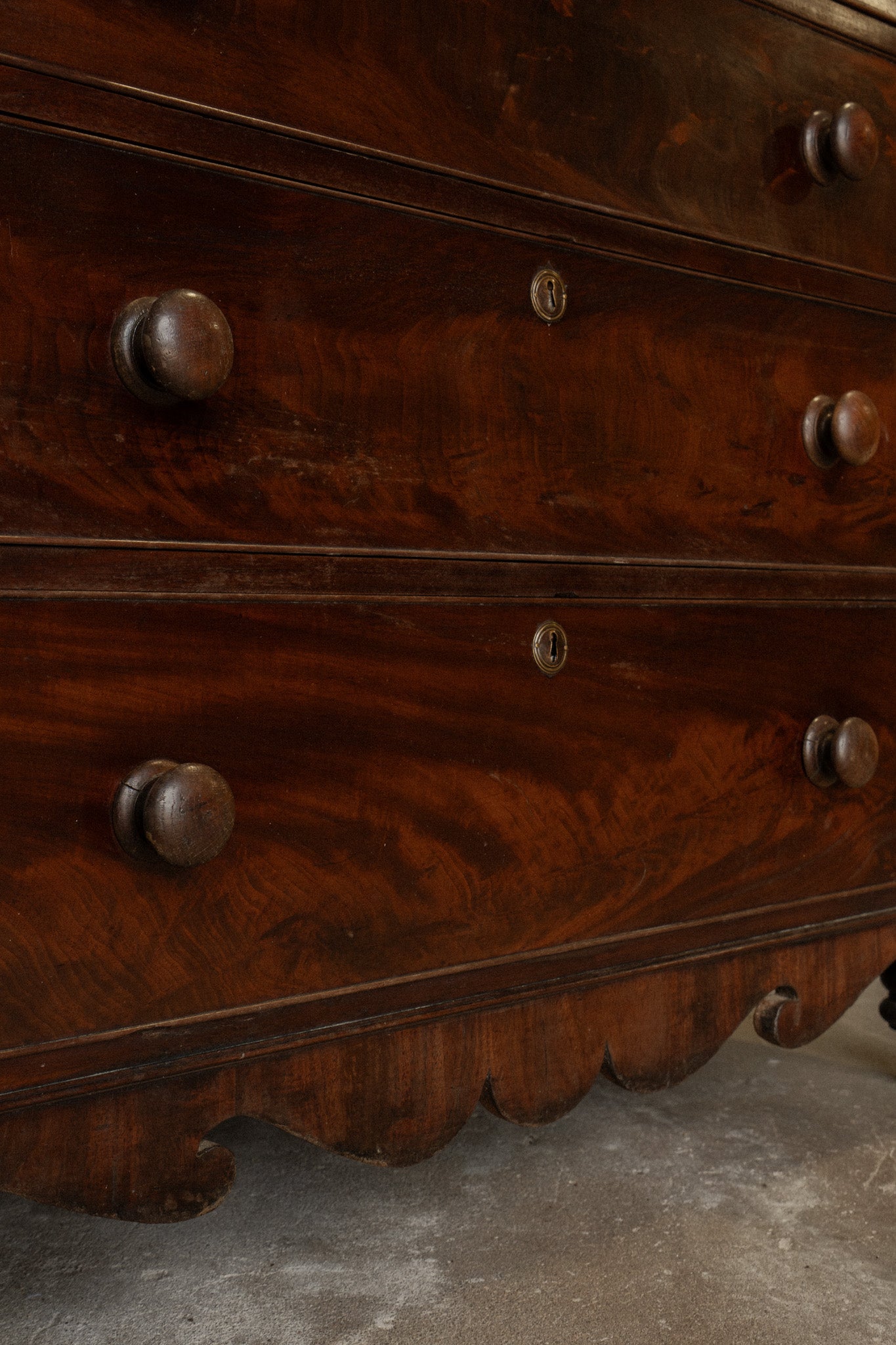 Victorian Mahogany Chest of Drawers | Antique 2 Over 3 Dresser with Carved Detail - IDYLL MANOR