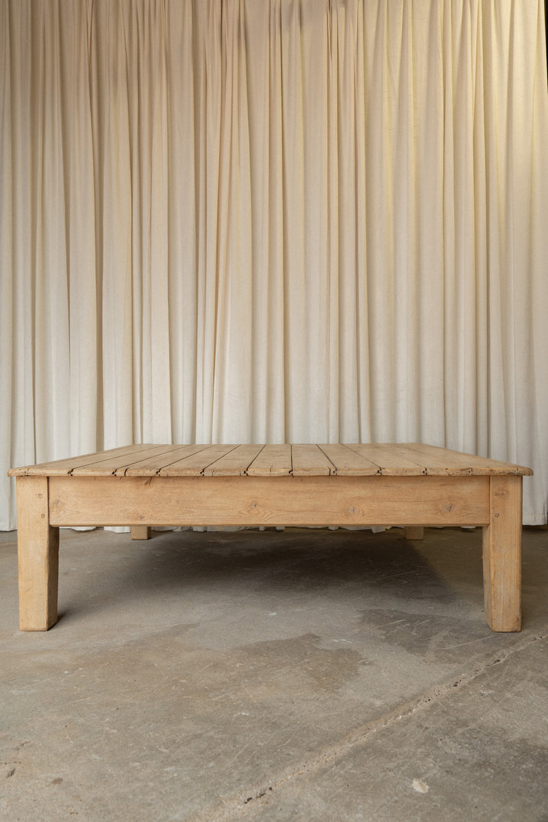 Large Victorian Pine Coffee Table | Square Antique Center Table - IDYLL MANOR