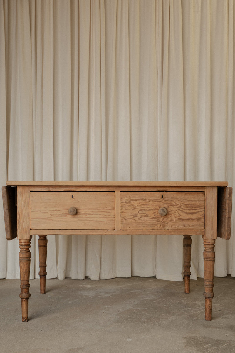 Antique Pine Drop End Hall Table | Kitchen Island - IDYLL MANOR