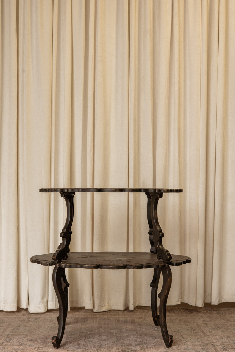 French Jappaned Chinoiserie Two Tier Tea Table - IDYLL MANOR