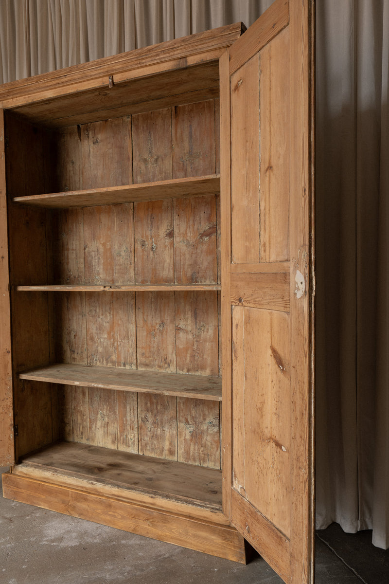 19th Century Victorian Pine Cupboard | Antique Light Pine Armoire Cabinet - IDYLL MANOR