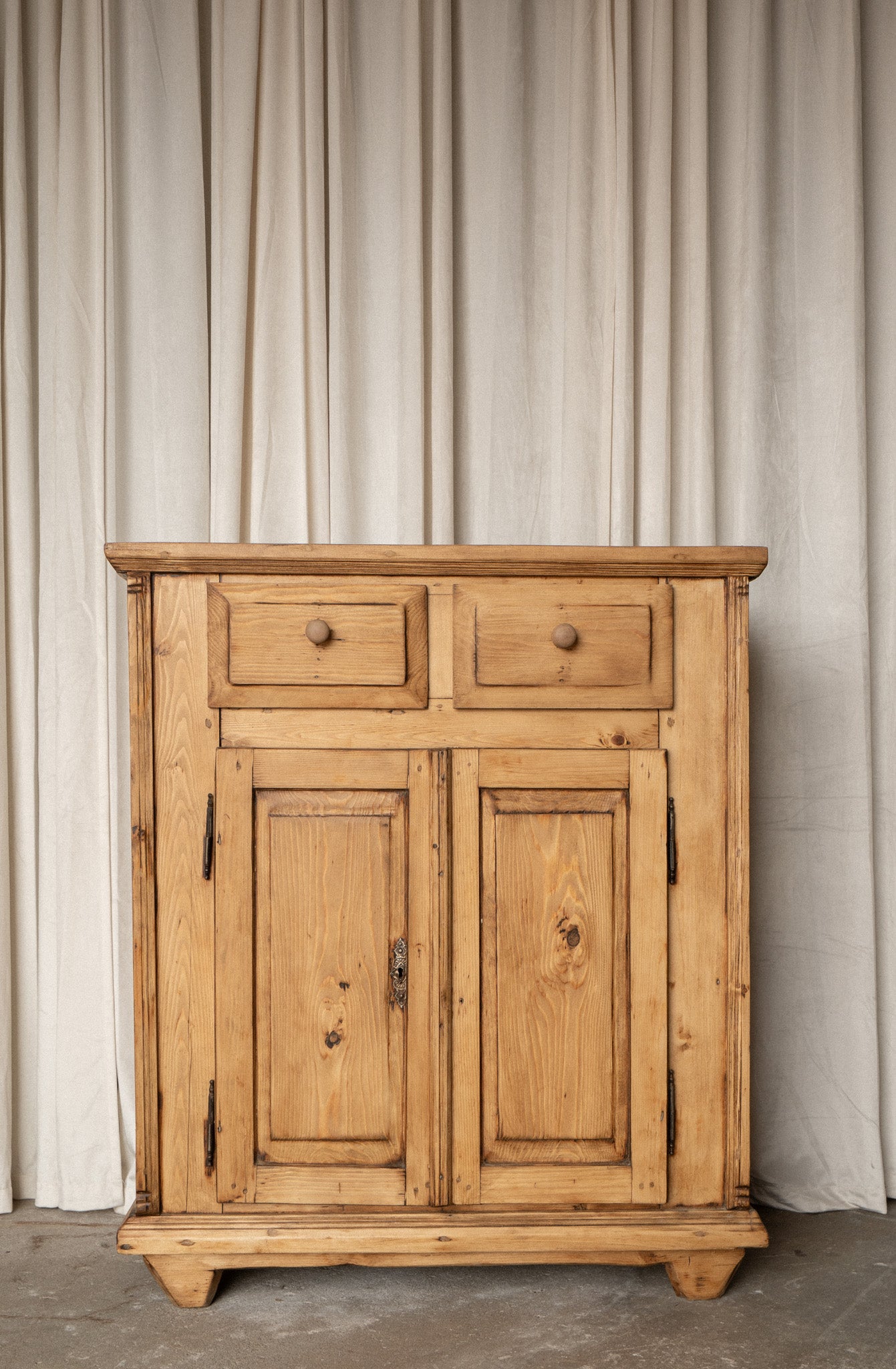 Antique Pine Storage Cabinet | 2 Door 2 Drawer - IDYLL MANOR