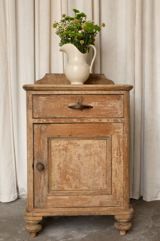 Victorian Pine Bedside Cupboard | Antique Washstand Nightstand - IDYLL MANOR