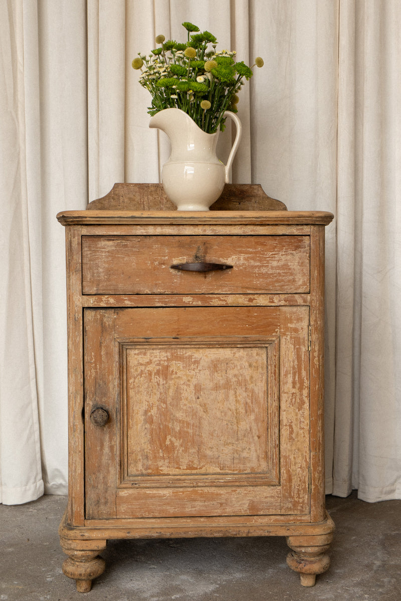 Victorian Pine Bedside Cupboard | Antique Washstand Nightstand - IDYLL MANOR