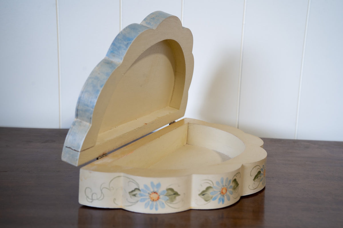 Vintage Hand-Painted Wooden Trinket Box | Angels & Daisies - IDYLL MANOR
