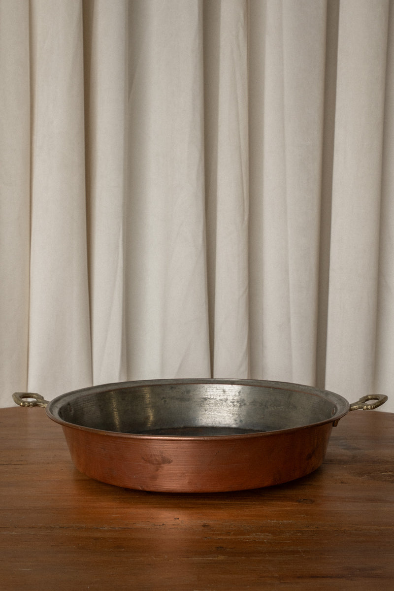 French Copper “Fait Tout” Pan | Brass Handled Serving Dish - IDYLL MANOR
