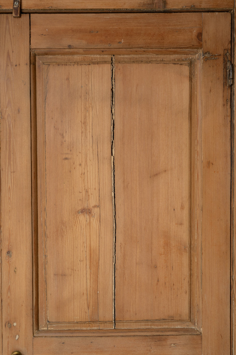 19th Century Victorian Pine Cupboard | Antique Light Pine Armoire Cabinet - IDYLL MANOR