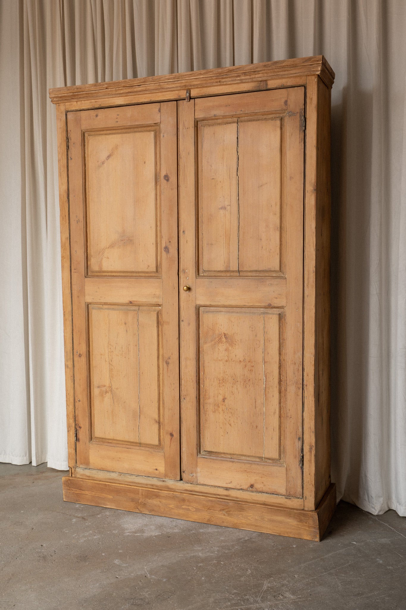 19th Century Victorian Pine Cupboard | Antique Light Pine Armoire Cabinet - IDYLL MANOR