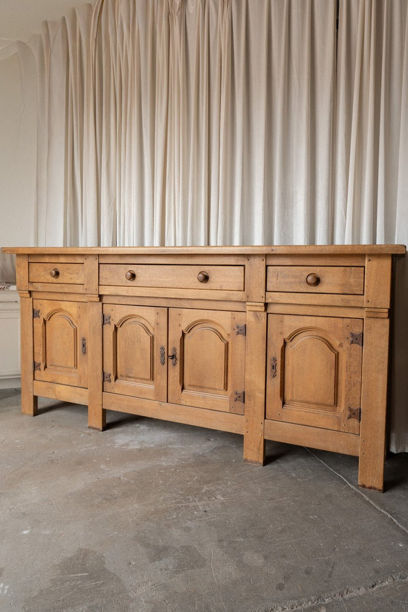 1930s XL French Oak Sideboard | Antique 4 Door Cabinet with Drawers - IDYLL MANOR