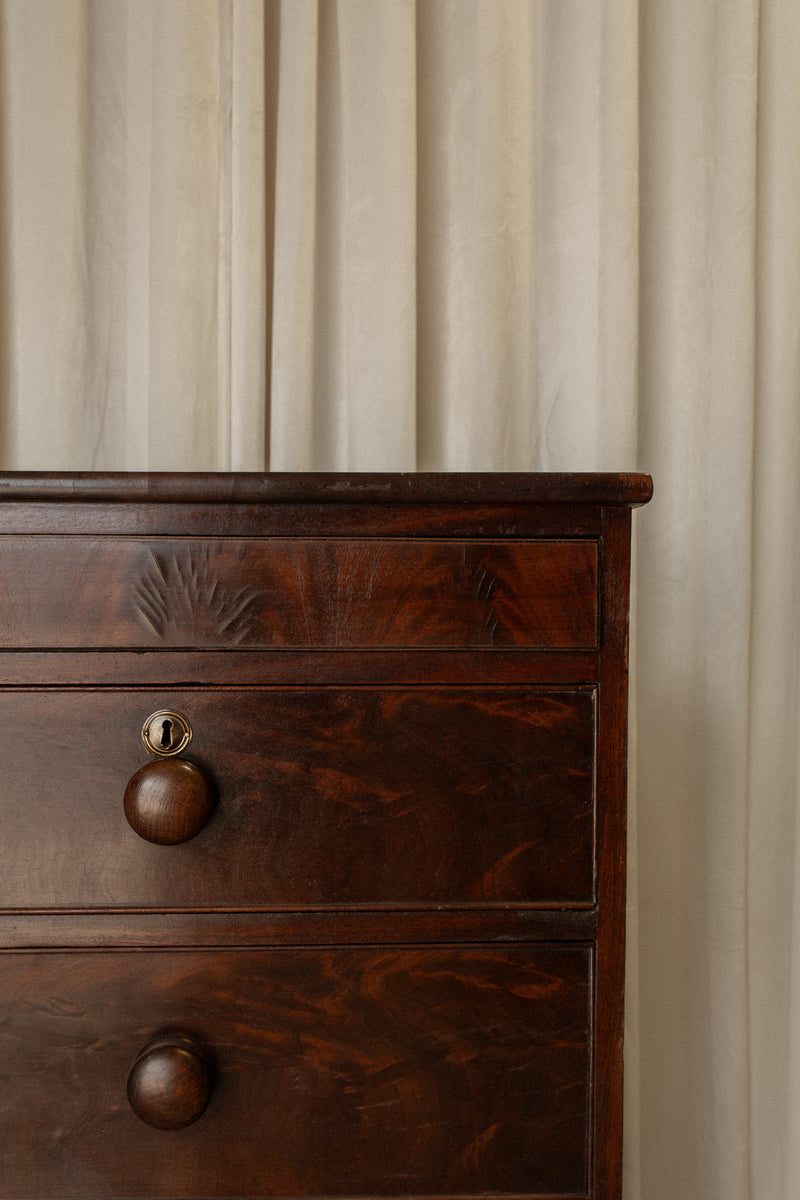 Victorian Mahogany Chest of Drawers | Antique 2 Over 3 Dresser with Carved Detail - IDYLL MANOR
