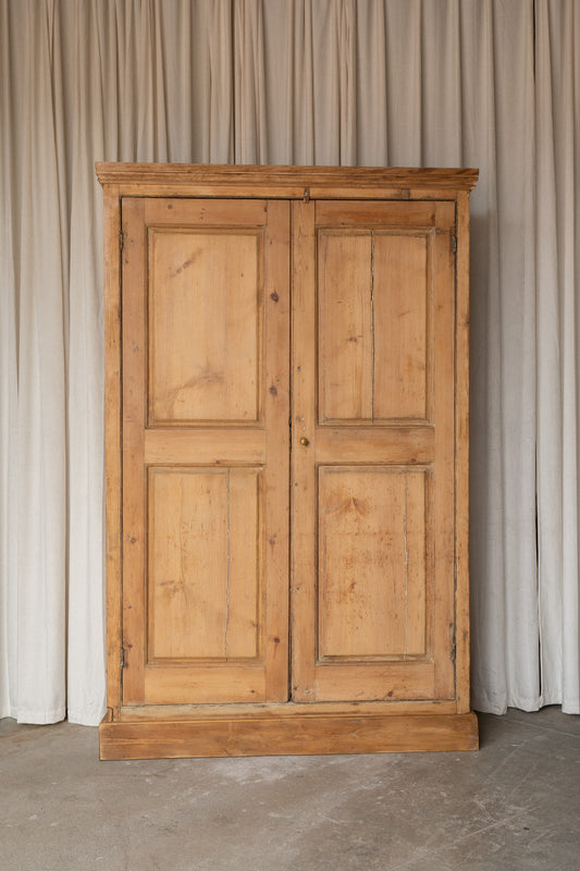 19th Century Victorian Pine Cupboard | Antique Light Pine Armoire Cabinet - IDYLL MANOR