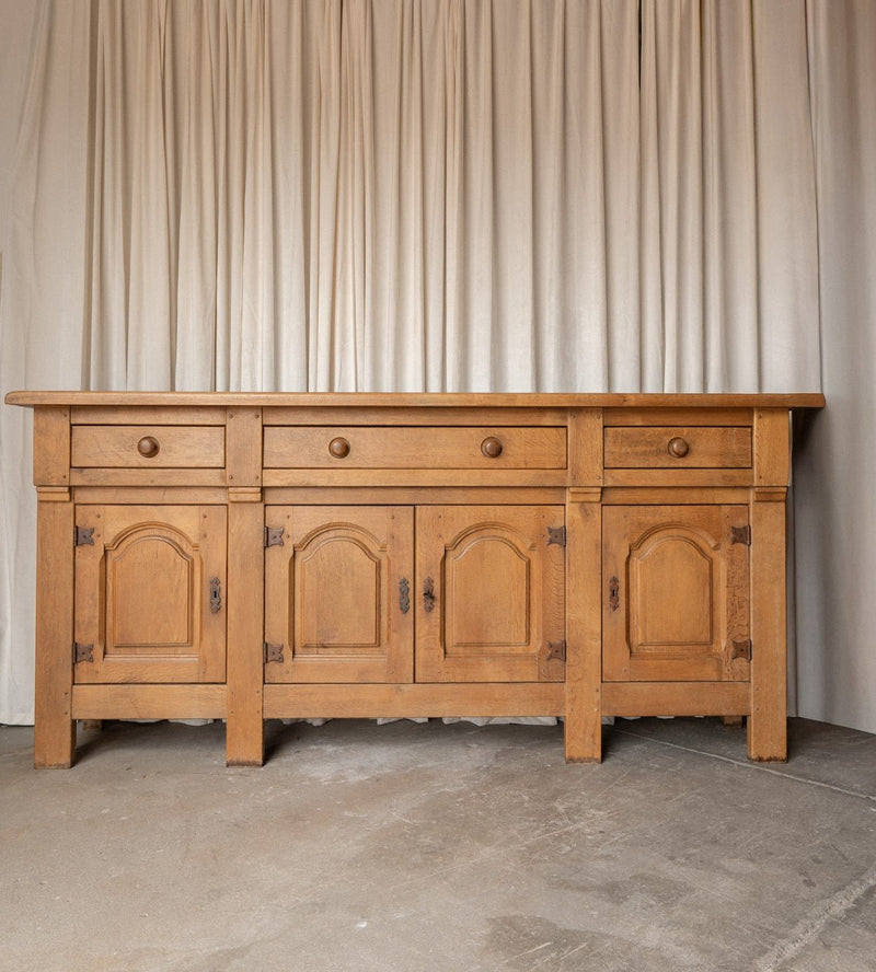 1930s XL French Oak Sideboard | Antique 4 Door Cabinet with Drawers - IDYLL MANOR