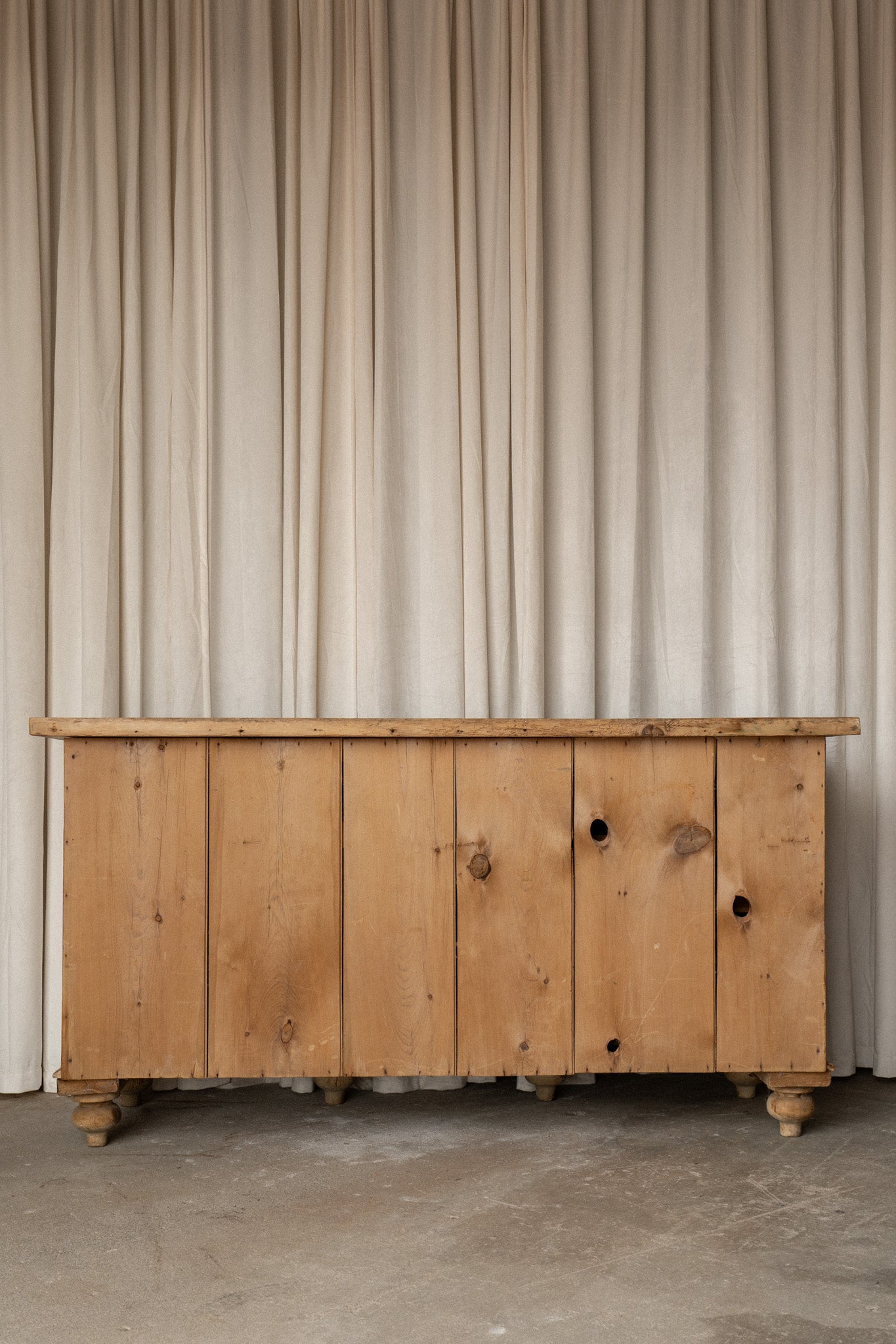 Victorian Pine Sideboard | Antique 7 Drawer Server with Bun Feet - IDYLL MANOR