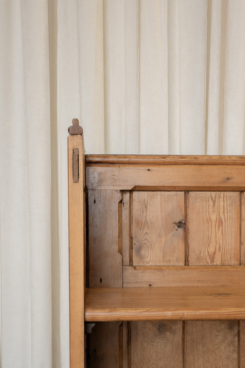 Large Vintage Pine Settle Bench | Rustic English Hall Bench - IDYLL MANOR