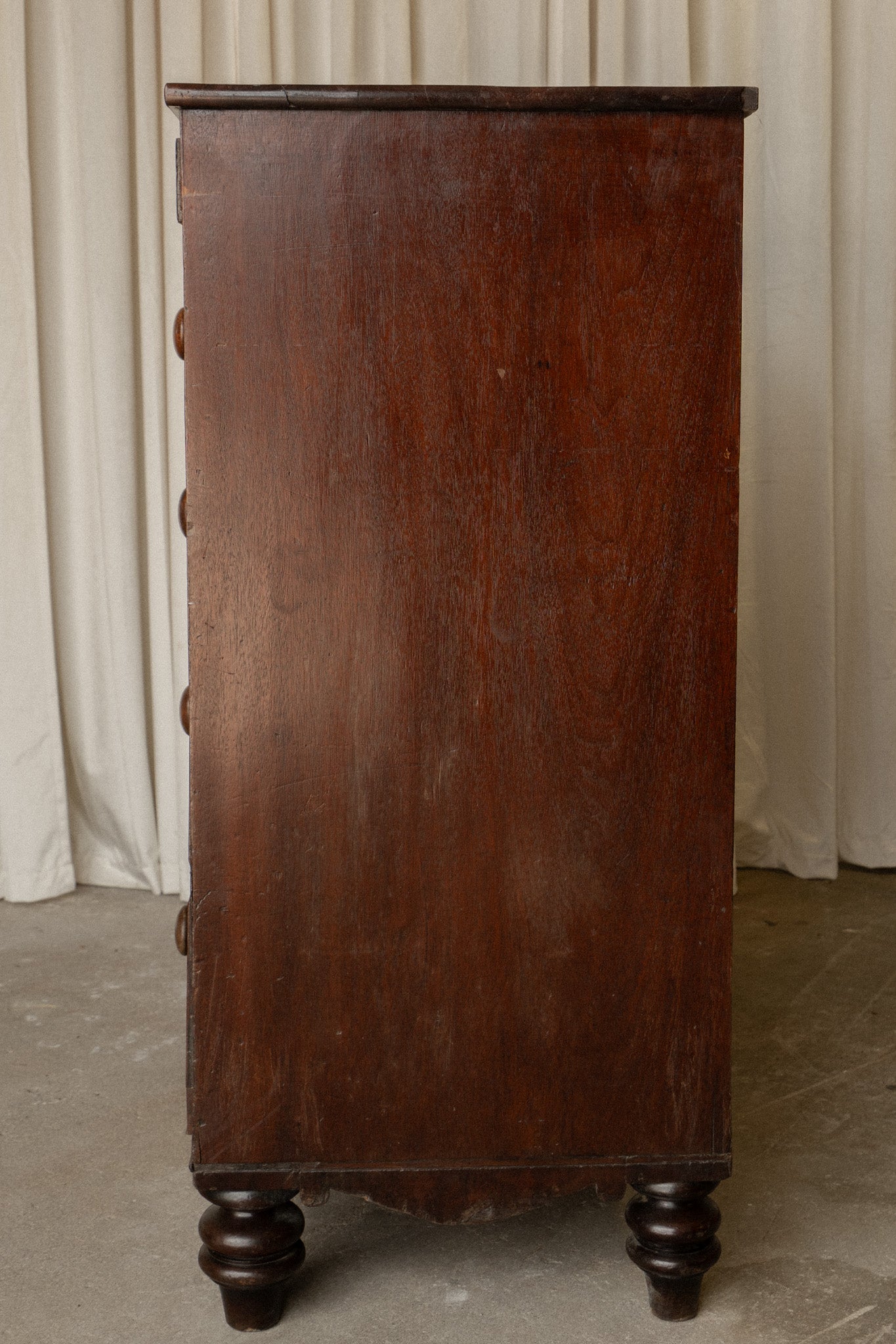 Victorian Mahogany Chest of Drawers | Antique 2 Over 3 Dresser with Carved Detail - IDYLL MANOR