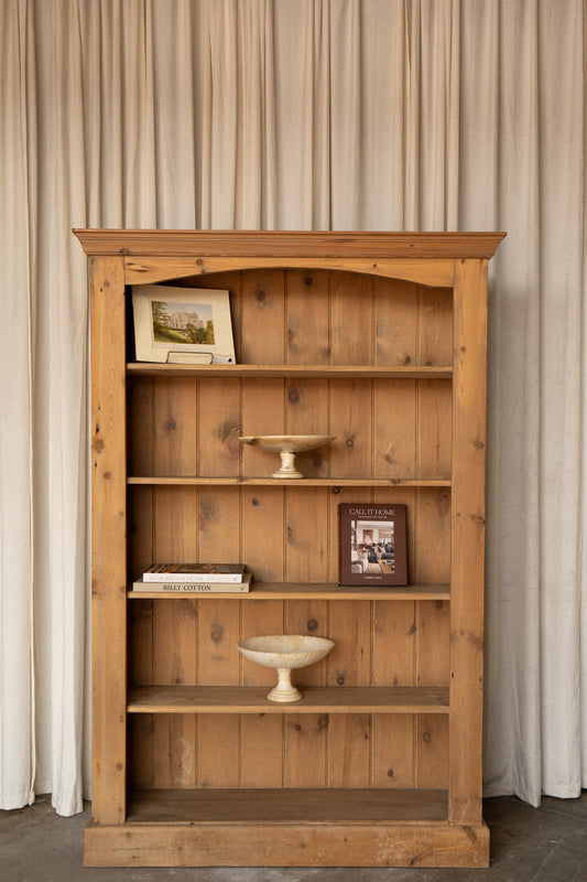 Solid Light Pine Bookcase | Open Shelving Cabinet - IDYLL MANOR