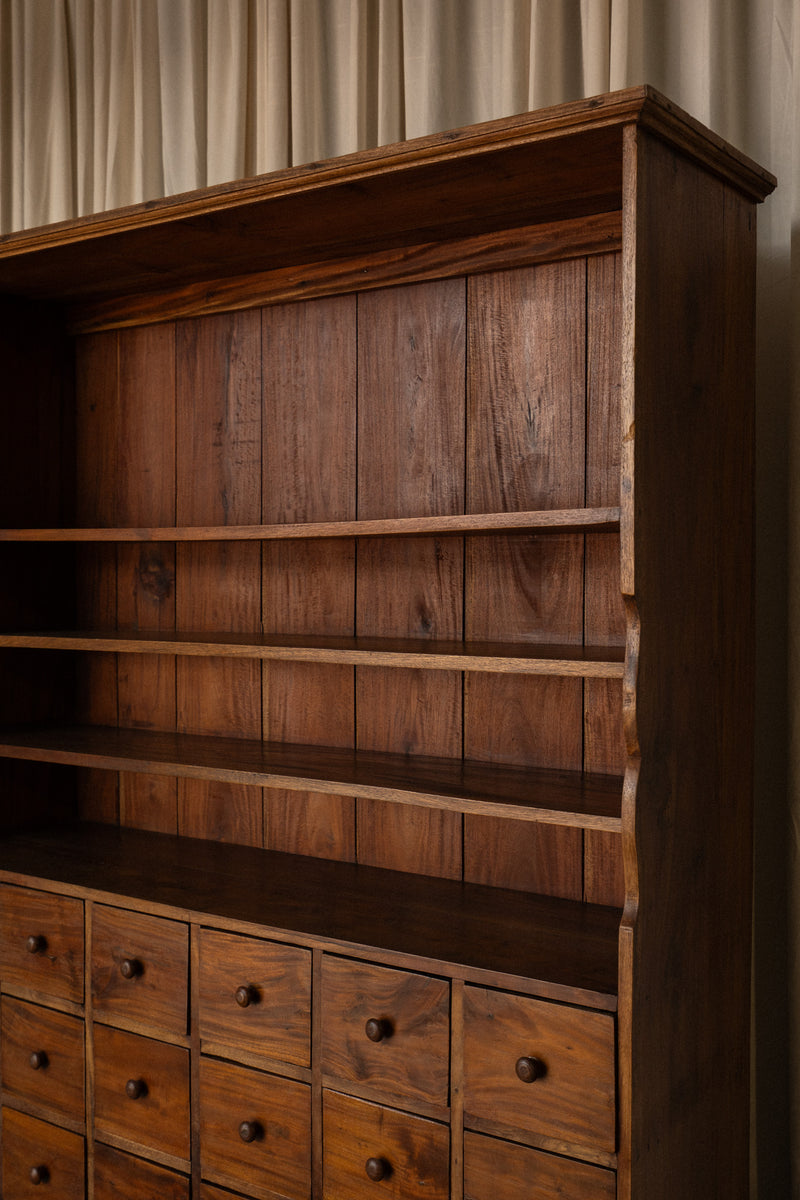 Apothecary Bookcase | Oak 18 Drawer Storage Piece - IDYLL MANOR