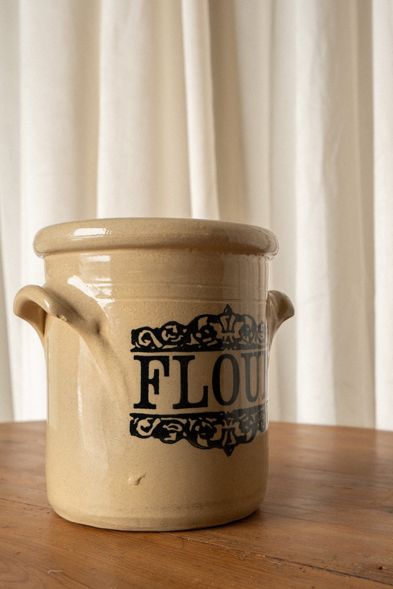 Moira Pottery Flour Jar | Beige Stoneware Kitchen Canister - IDYLL MANOR