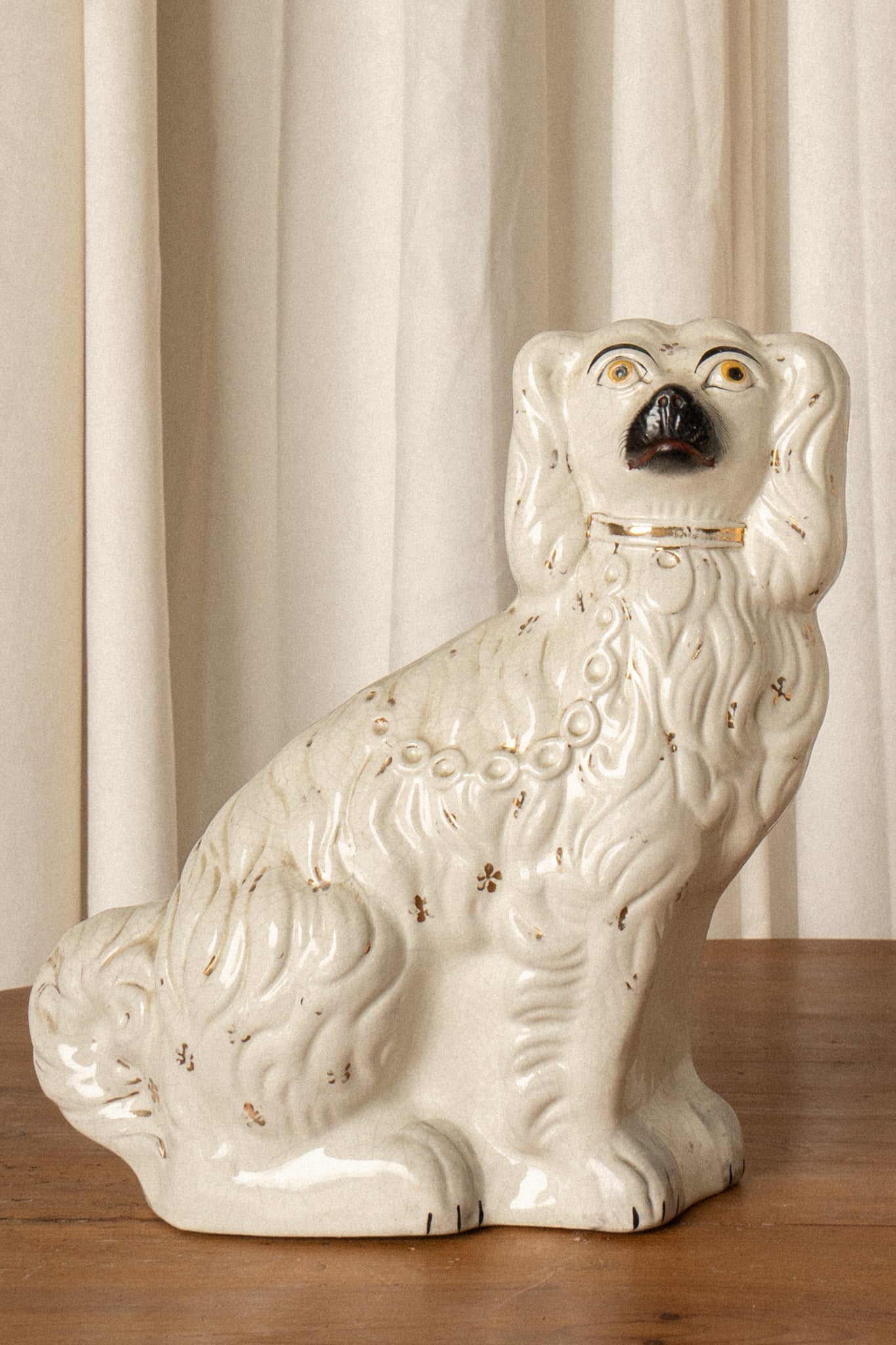 Large Staffordshire Dogs | Antique Mantel Spaniels (Set of 2) - IDYLL MANOR