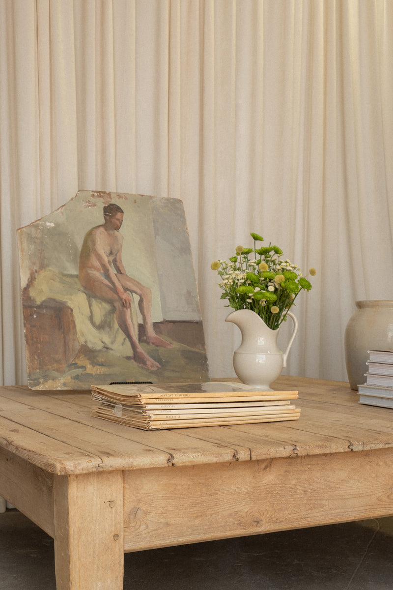 Large Victorian Pine Coffee Table | Square Antique Center Table - IDYLL MANOR