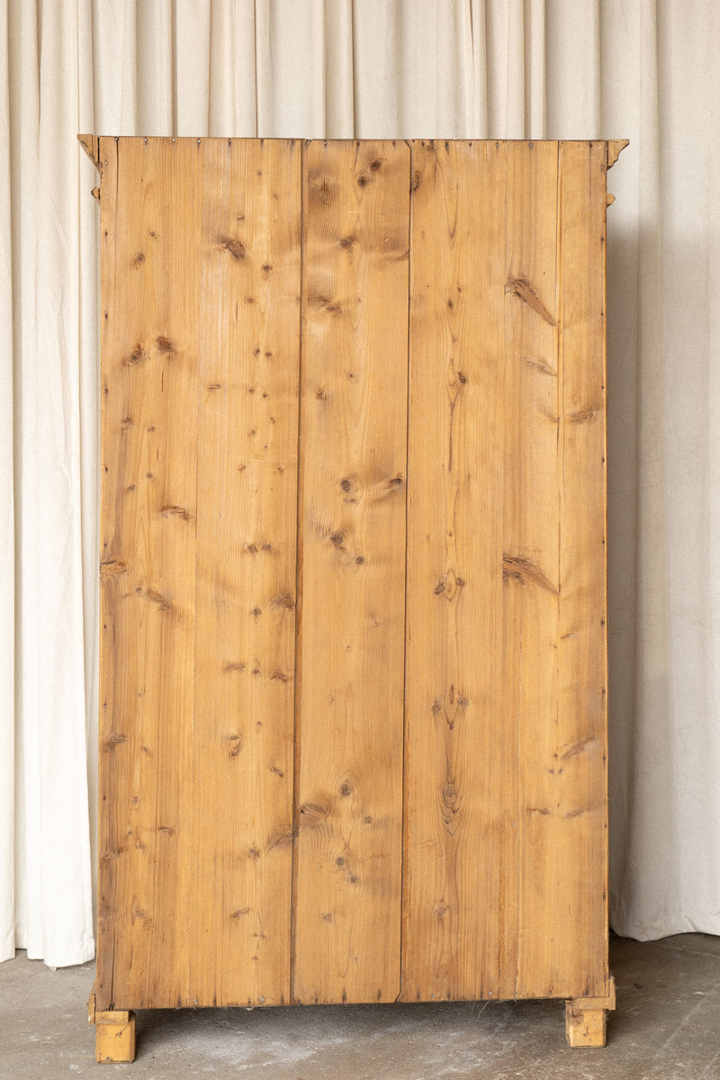 Large Antique Pine Glazed Armoire | Glass Front Cabinet - IDYLL MANOR