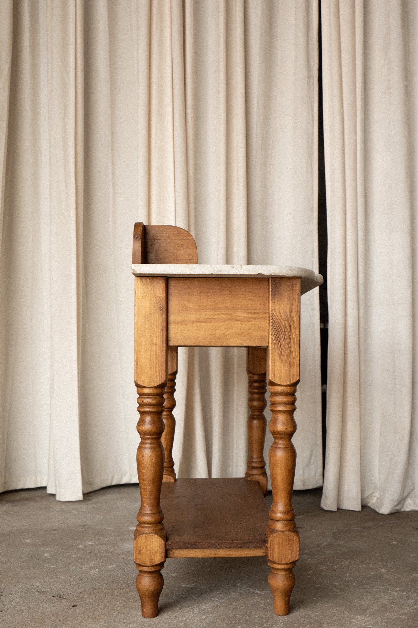 Victorian Pine Washstand with Marble Top | Antique Entryway Cabinet - IDYLL MANOR