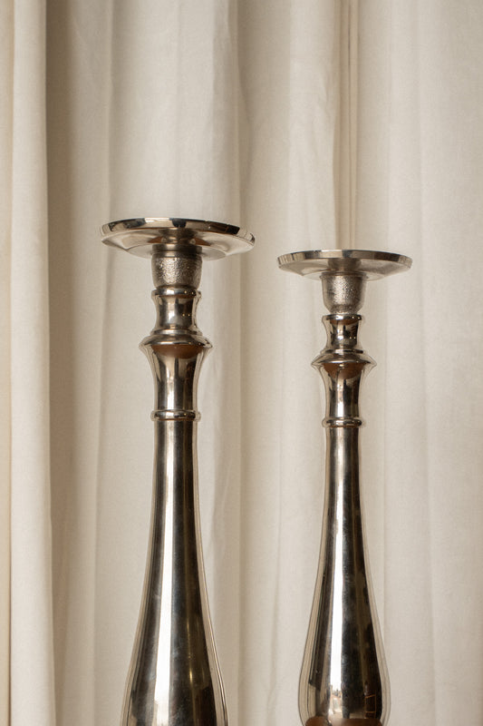 Tall Silver Candle Holder - IDYLL MANOR