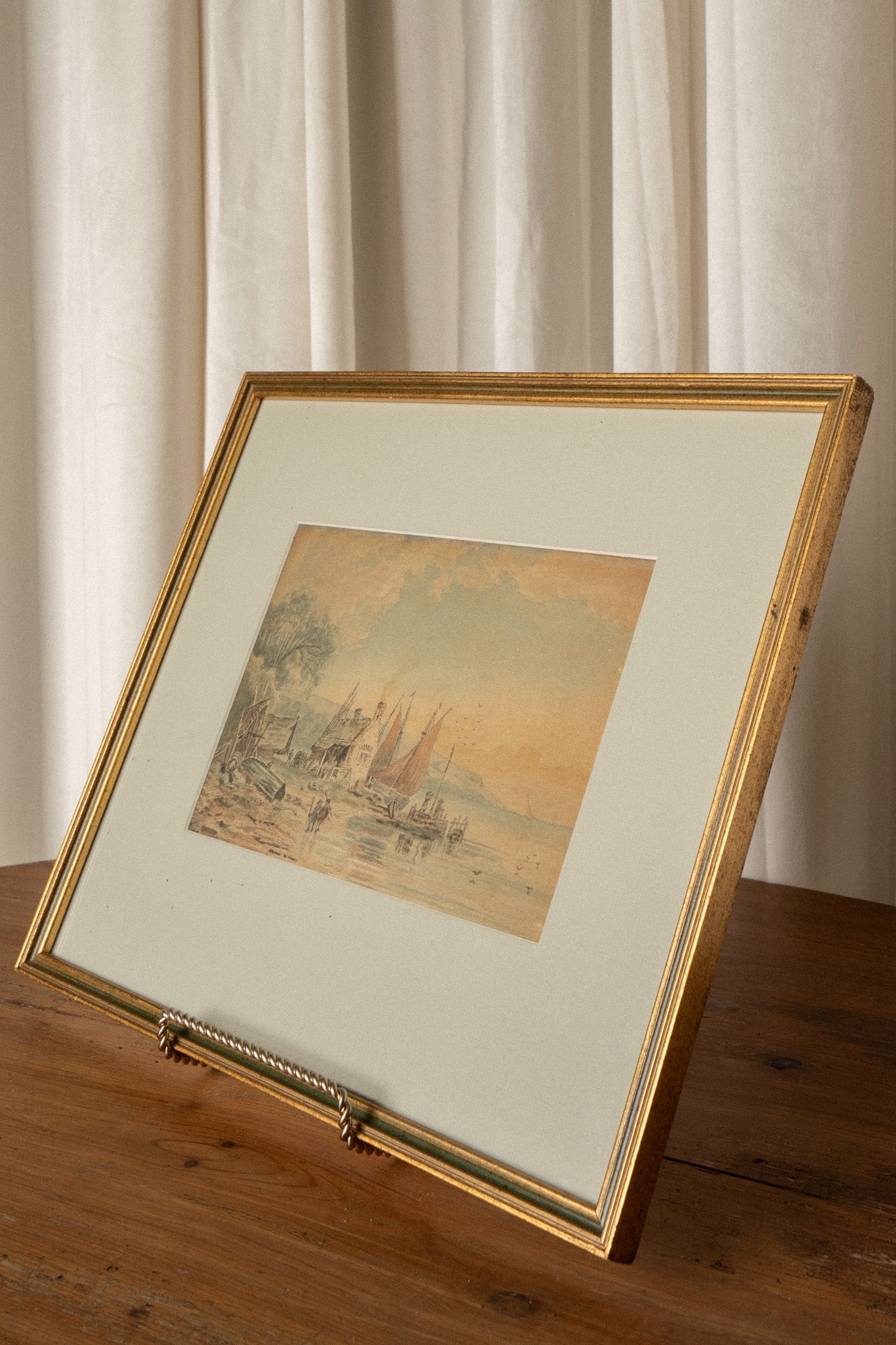 19th Century Coastal Watercolor Study | Gilt Frame - IDYLL MANOR