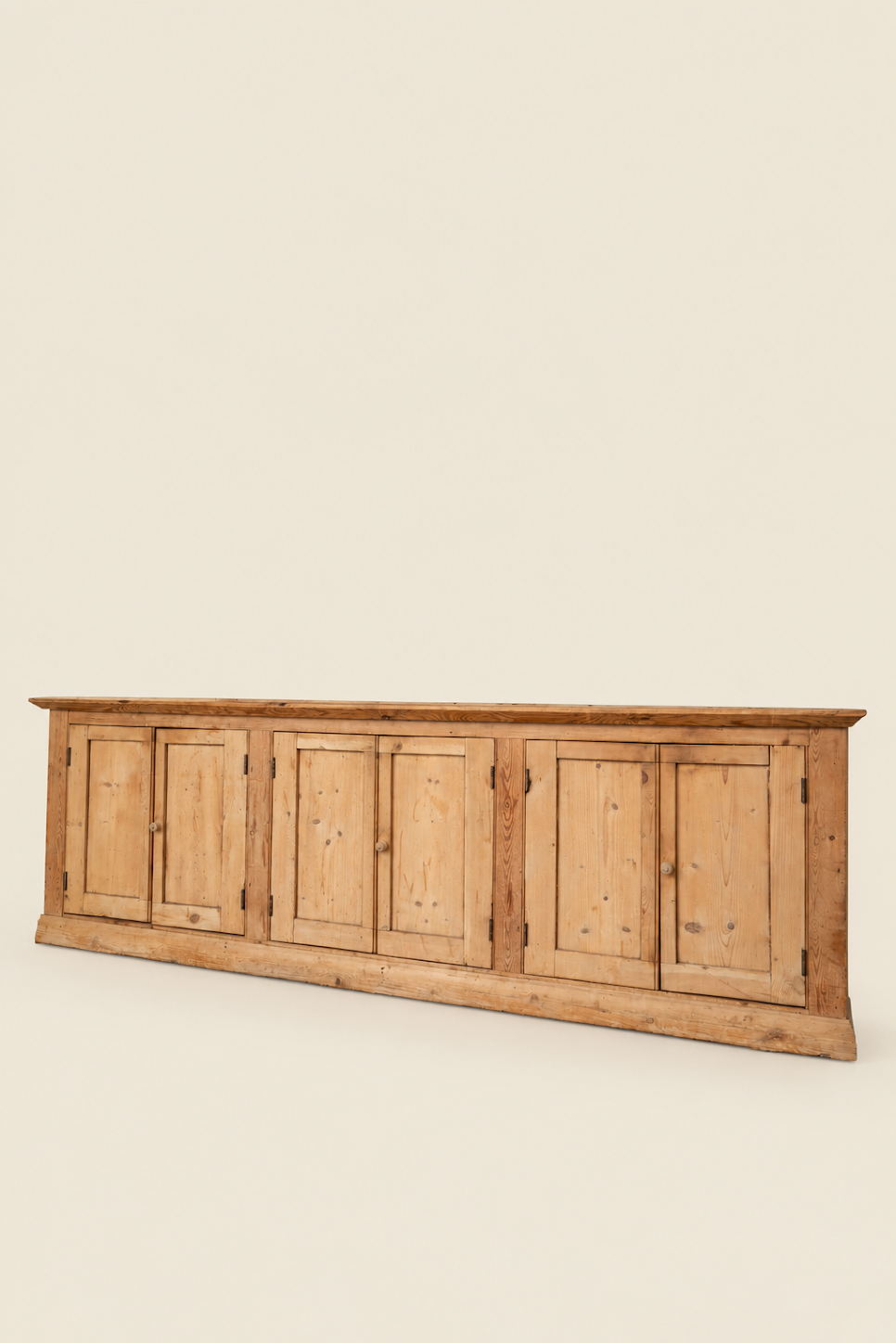 Extra-Large 9-Foot Antique Pine Sideboard Cupboard with Shelves