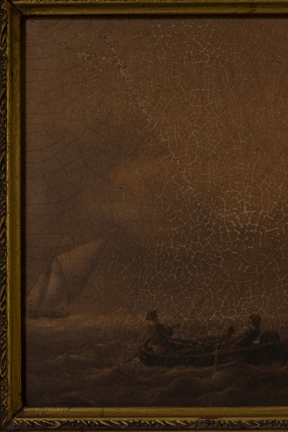 Antique Maritime Painting | Sailboat Scene in Ornate Gilt Frame - IDYLL MANOR