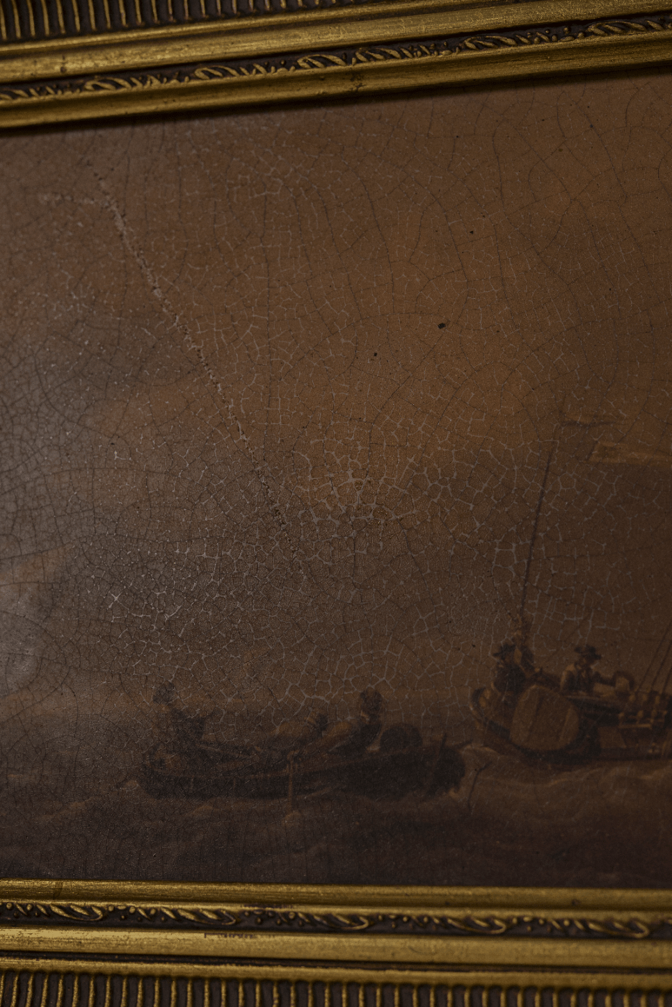 Antique Maritime Painting | Sailboat Scene in Ornate Gilt Frame - IDYLL MANOR