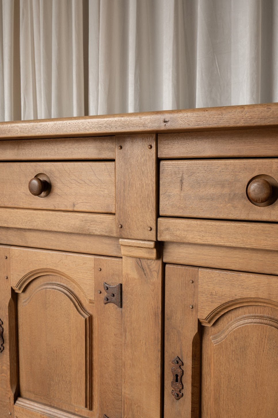 1930s XL French Oak Sideboard | Antique 4 Door Cabinet with Drawers - IDYLL MANOR