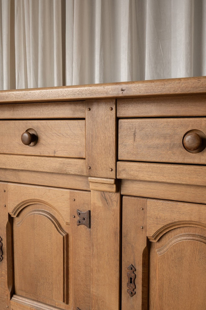 1930s XL French Oak Sideboard | Antique 4 Door Cabinet with Drawers - IDYLL MANOR
