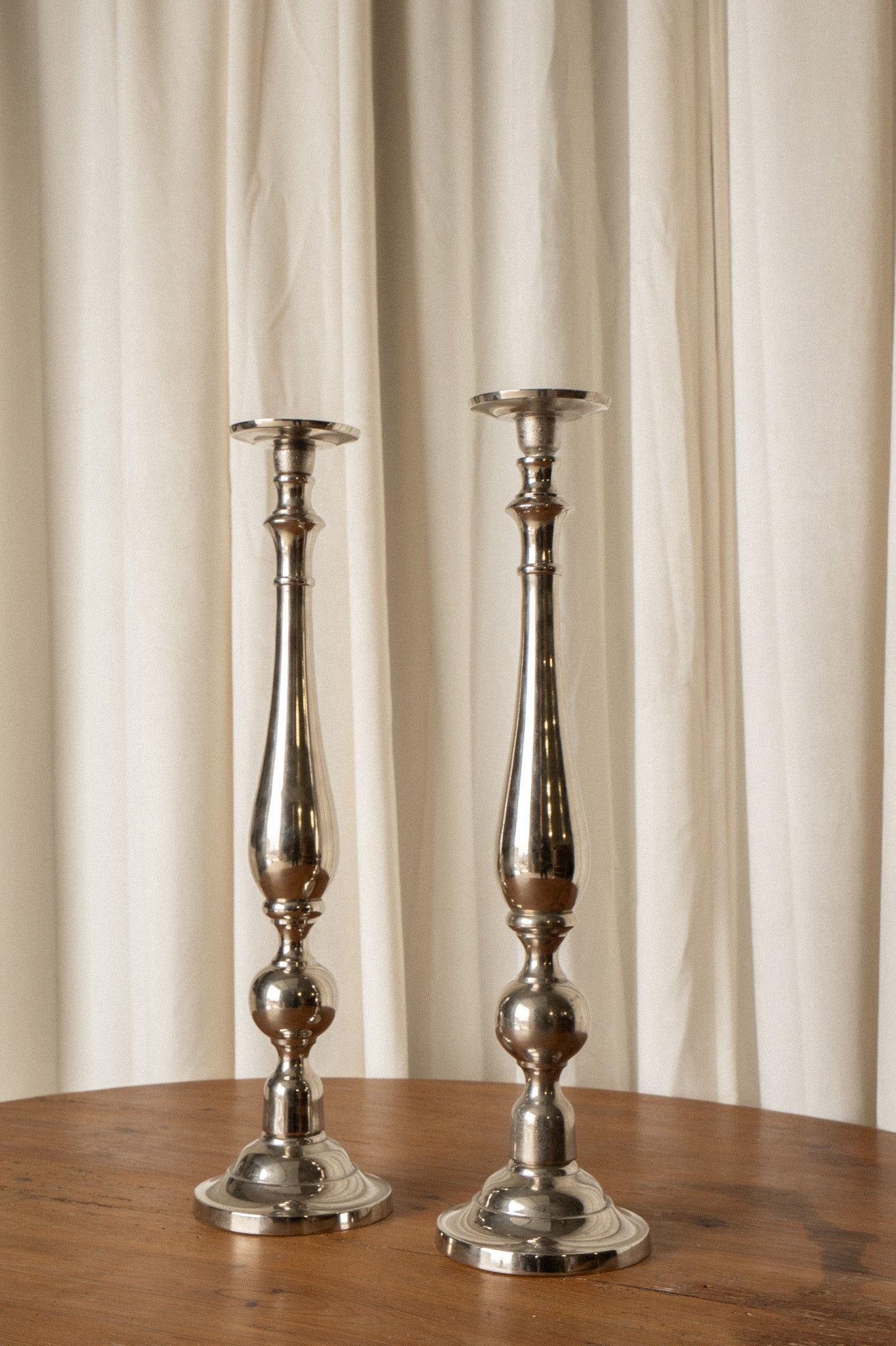 Tall Silver Candle Holder - IDYLL MANOR