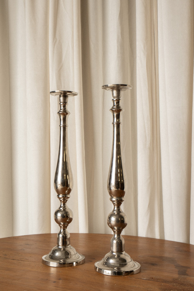 Tall Silver Candle Holder - IDYLL MANOR