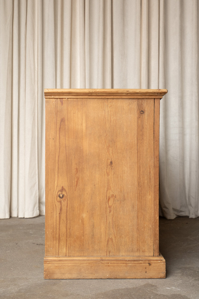 Antique Pine Sideboard | 3 Drawer 3 Door Cabinet with Plinth Base - IDYLL MANOR