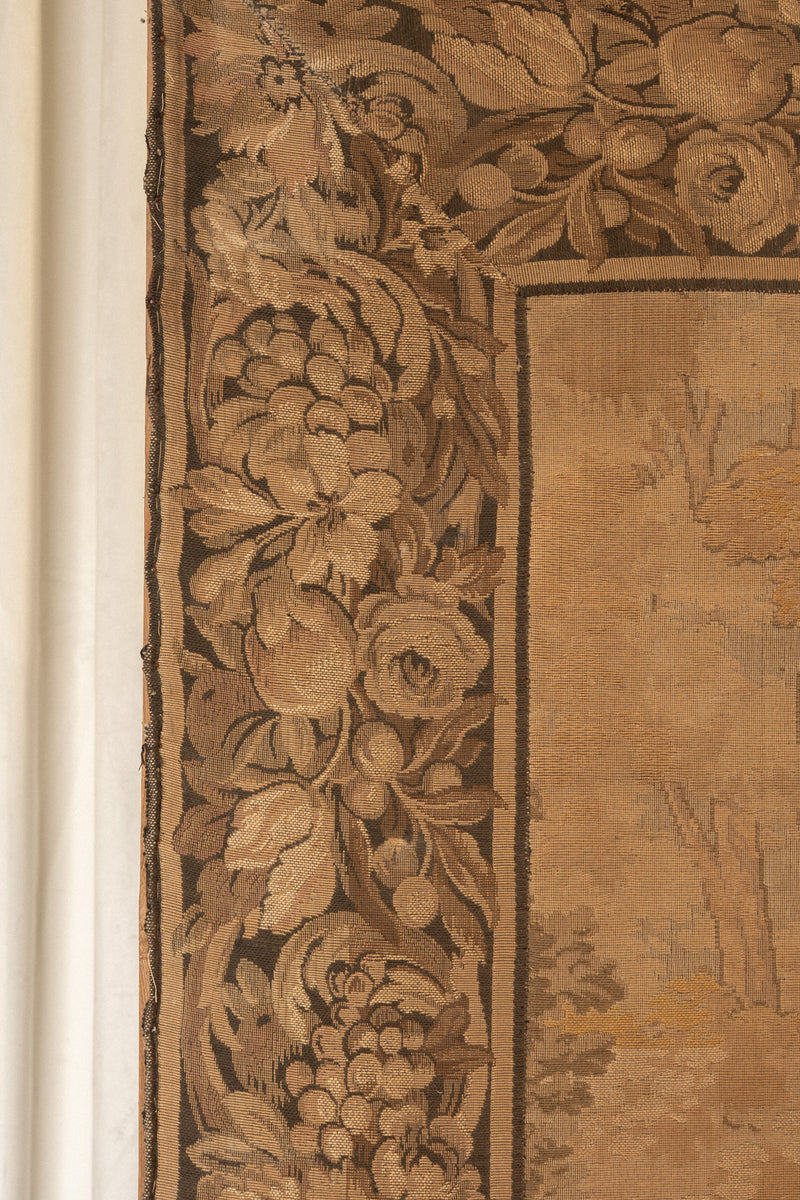 Large Antique French Tapestry on Wooden Frame - IDYLL MANOR