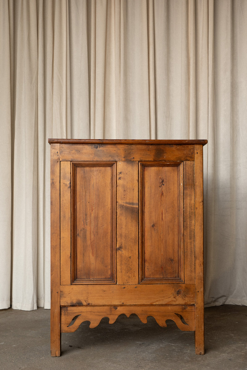 Tall Pine Kitchen Cupboard | Square Cabinet with Carved Detail - IDYLL MANOR