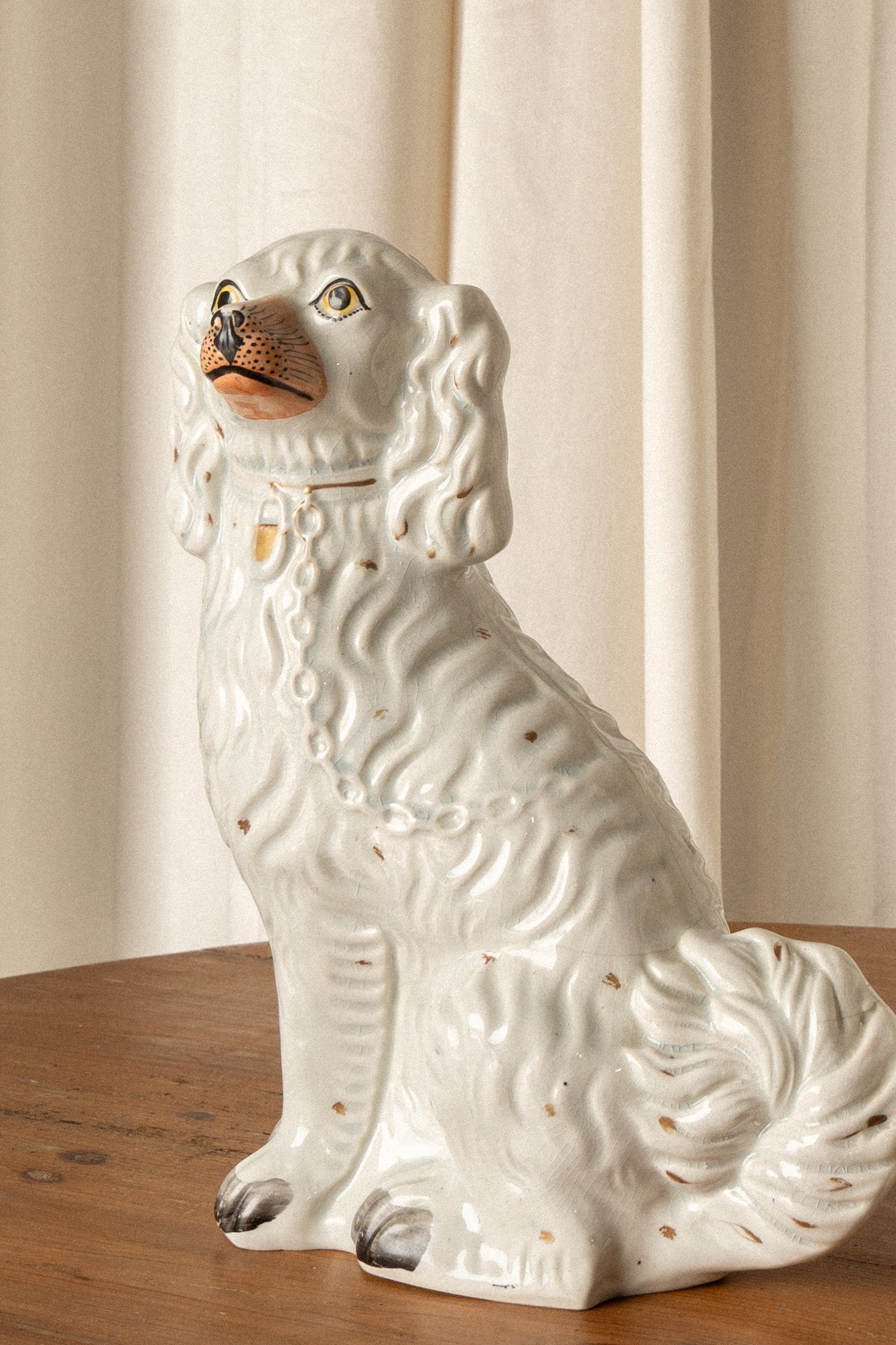 Large Staffordshire Dogs | Antique Mantel Spaniels (Set of 2) - IDYLL MANOR