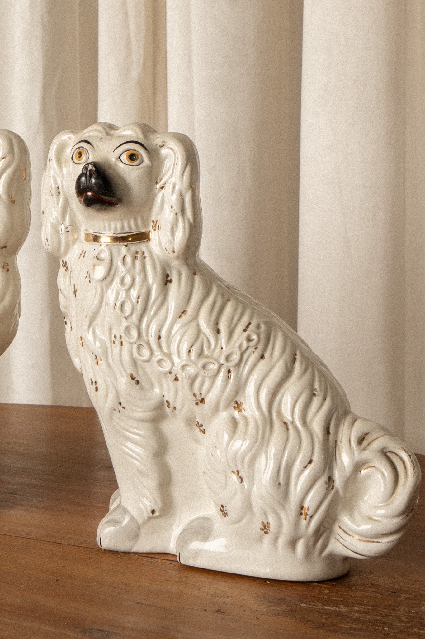 Large Staffordshire Dogs | Antique Mantel Spaniels (Set of 2) - IDYLL MANOR