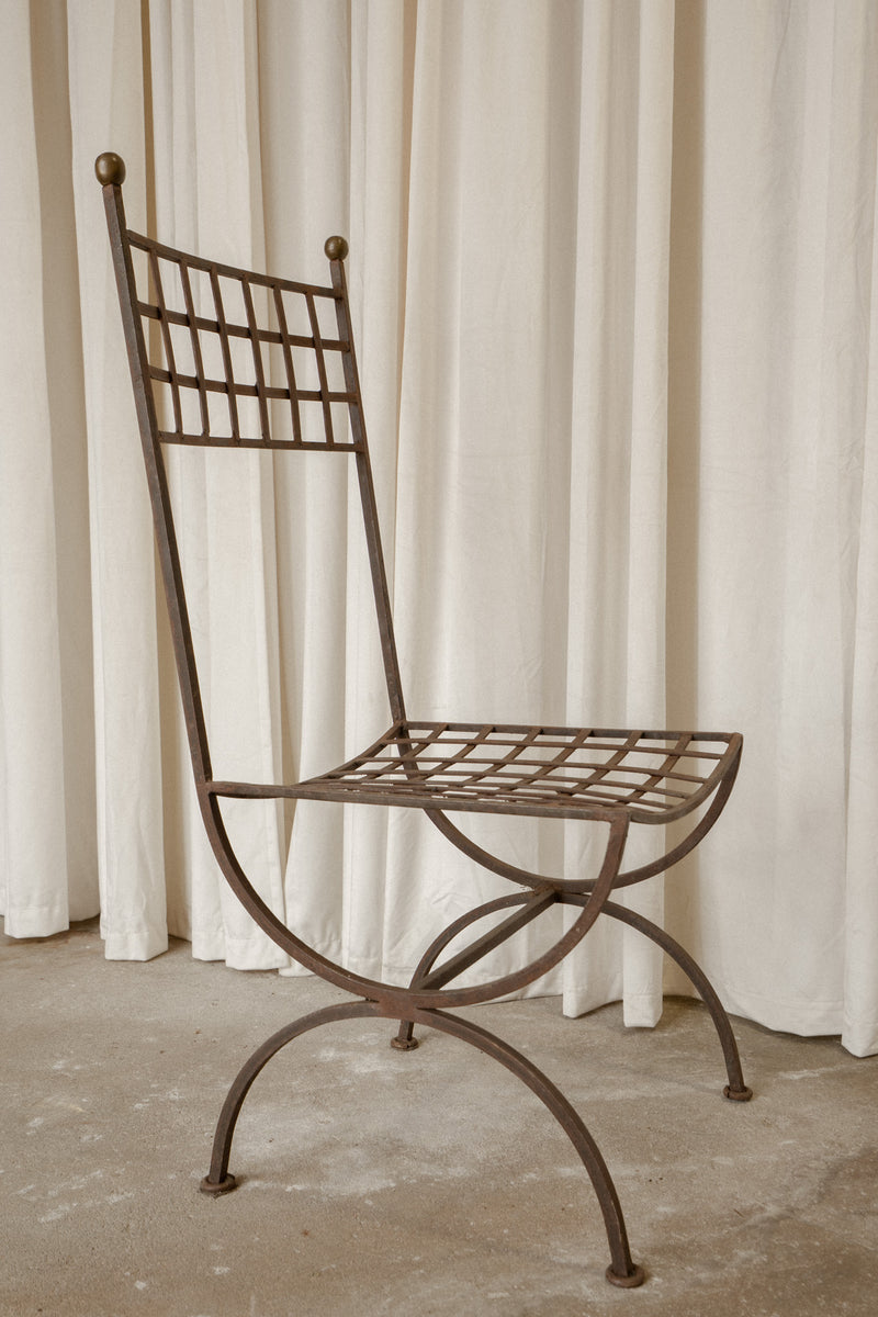 Large Spanish Iron Chairs | Pair of Architectural Metal Chairs - IDYLL MANOR