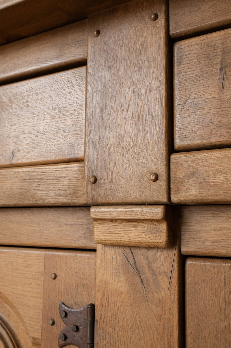 1930s XL French Oak Sideboard | Antique 4 Door Cabinet with Drawers - IDYLL MANOR