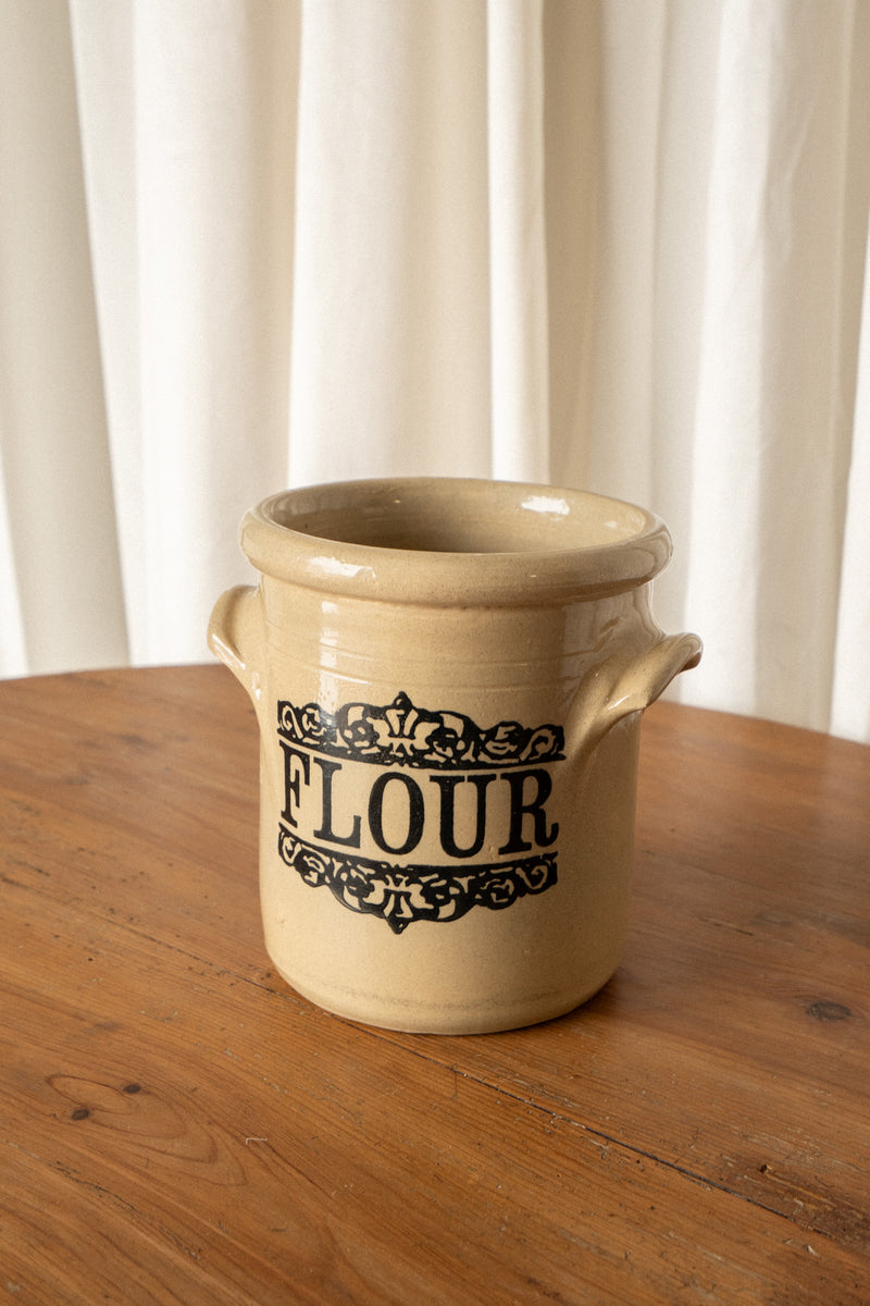 Moira Pottery Flour Jar | Beige Stoneware Kitchen Canister - IDYLL MANOR