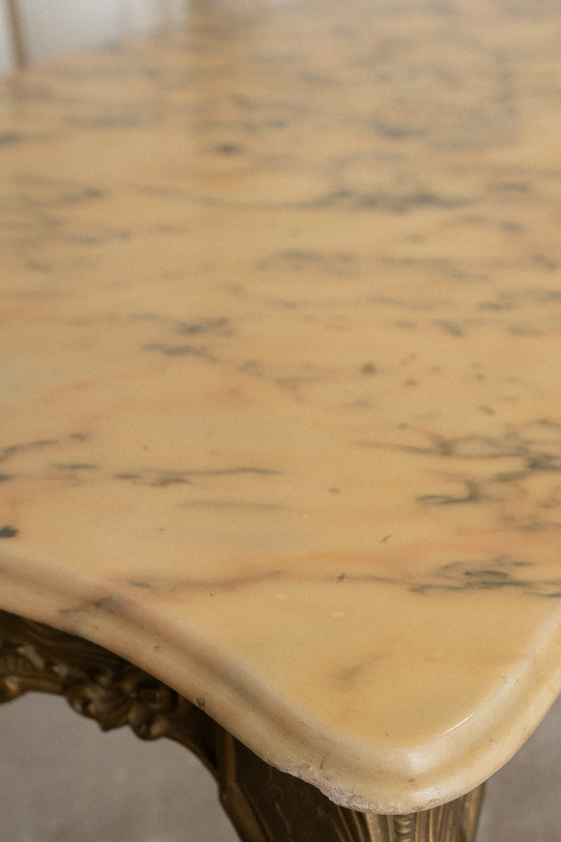 Louis XV Style Marble Top Coffee Table | Metal Base Side Table - IDYLL MANOR