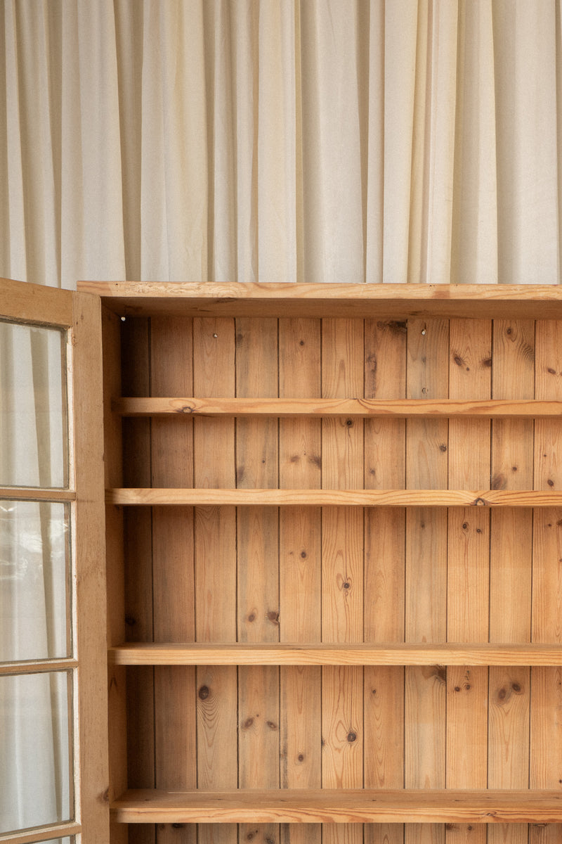 Antique Pine Glazed Display Cabinet | Countertop Bookcase Hutch - IDYLL MANOR