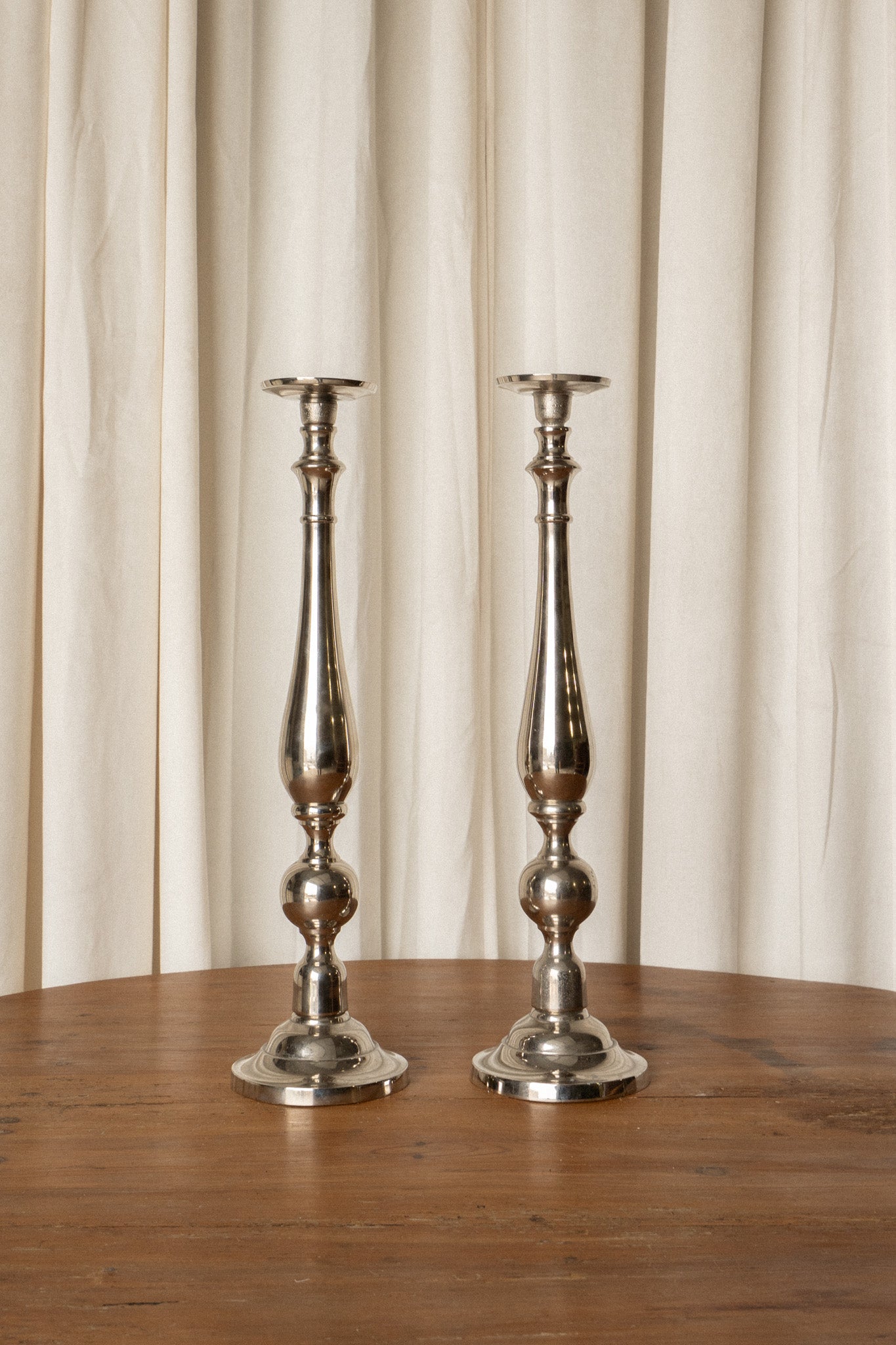Tall Silver Candle Holder - IDYLL MANOR